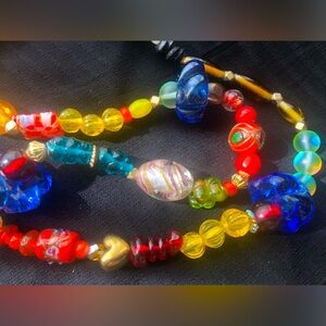 Art MURANO foiled glass mix beads handcrafted necklace 21”